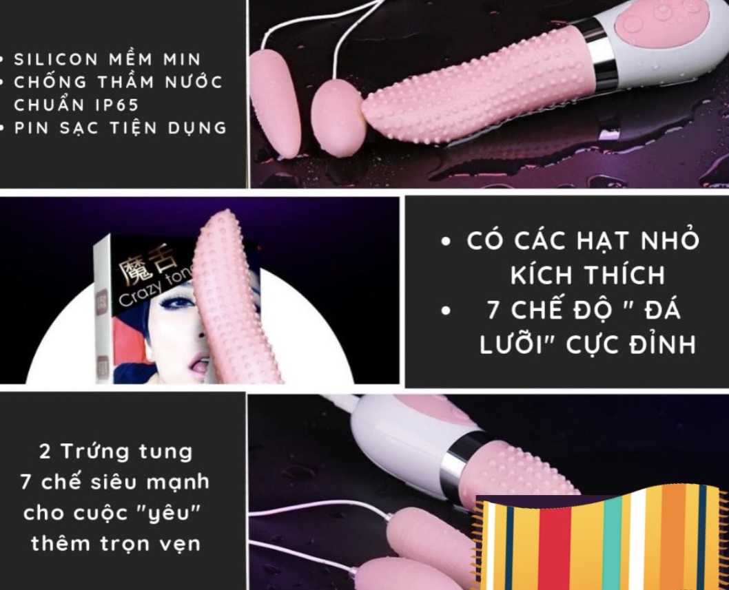 Lưỡi rung liếm massa âm đạo kèm 2 trứng rung siêu kích thích 2