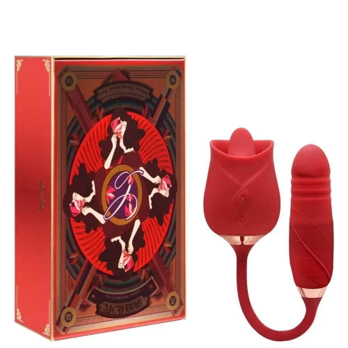 Trứng tình yêu hoa hồng 2 đầu rung thụt, lưỡi liếm cực phê