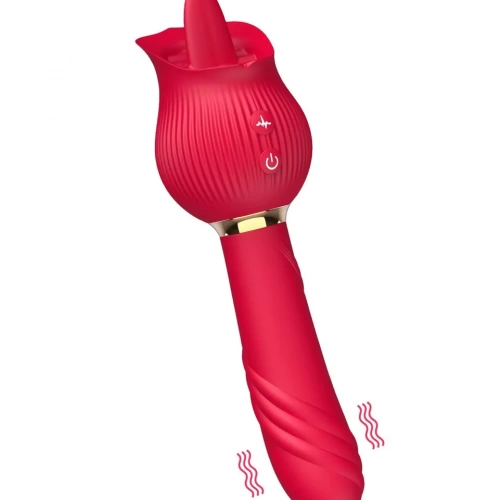 Chày rung thụt Hoa Hồng kết hợp lưỡi liếm cực phê